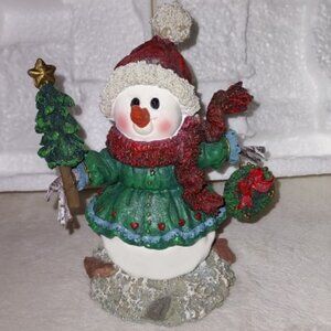 Vintage Holiday Time Collectible Sparkle Snowman Figurine NWT
